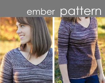 Ember PDF PATTERN - XS-4X (30"-58" bust) - lace, fade, fingering, knit, sweater, pullover, adult, teen, ladies