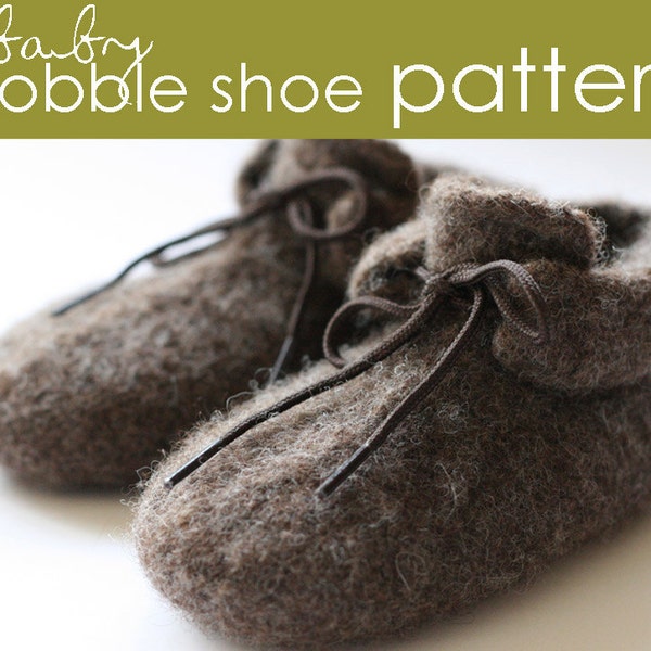 Baby Cobble Shoe PDF PATTERN - (3-6 and 6-12 months) - felted, shoe, bootie, booties, slipper, boot, shoelace, baby shower, gift, knitting