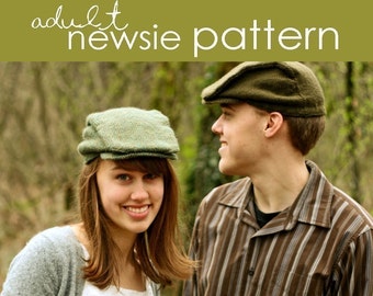 Adult Newsie PDF PATTERN - (s, m, l, xl, xxl) - hat, newsboy, cap, english driving cap, trendy, worsted weight, knitting, knit, men, women