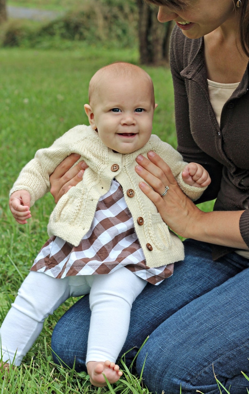 Baby Belle Cardigan PDF PATTERN 1-3, 3-6, 6-12, 12-18, 18-24 months sweater, girl, feminine, baby shower, gift, worsted weight, knit image 3