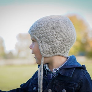 Ramble Hat PDF PATTERN baby to adult sizes cabled, hat, earflap, ties, cap, beanie, slouch, pom, knitting, knit, match me, matching image 3