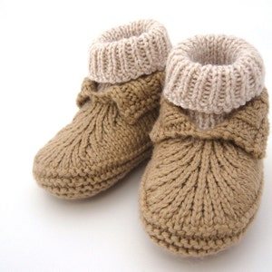 Baby Moc-a-Soc PDF PATTERN 1-6 and 6-12 months bootie, booties, moccasin, slipper, mule, sock, cuff, gift, baby shower, knitting, knit image 2