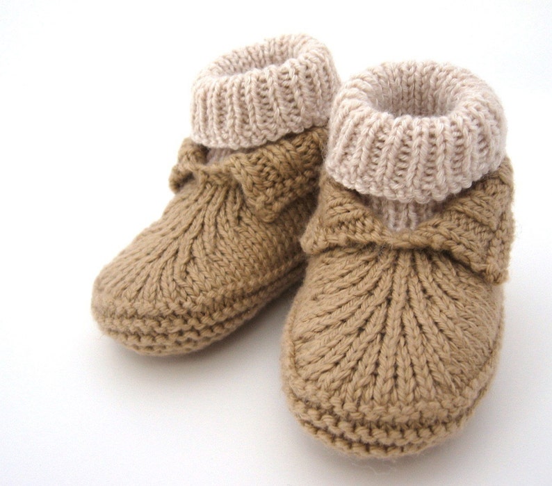 Baby Moc-a-Soc PDF PATTERN 1-6 and 6-12 months bootie, booties, moccasin, slipper, mule, sock, cuff, gift, baby shower, knitting, knit image 2