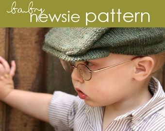 Baby Newsie PDF PATTERN - (3-6, 6-12, and 12-24 months) - newsboy, english driving cap, cap, hat, boy, brim, gift, knit, dressy, knitting