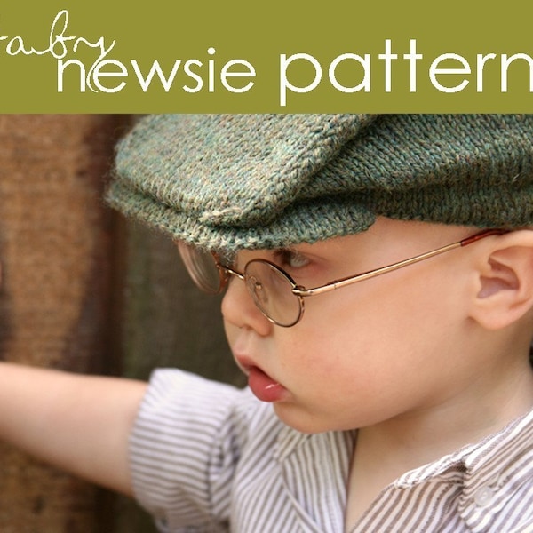 Baby Newsie PDF PATTERN - (3-6, 6-12, and 12-24 months) - newsboy, english driving cap, cap, hat, boy, brim, gift, knit, dressy, knitting