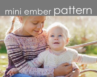 Mini Ember PDF PATTERN - 3 mo (9 mo, 18 mo, 2, 4, 6, 8, 10, 12) - sweater, lace, fade, fingering, knit, baby, toddler, child, tween