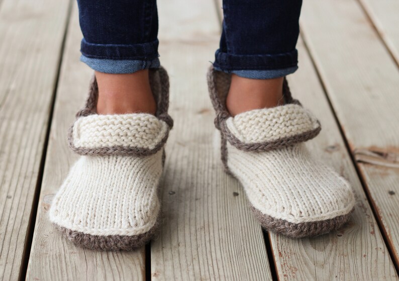 Mini Modern Mocs PDF PATTERN XS S, M, L slipper, moccasin, boot, mule, cozy, sole, cuff, gift, Christmas, holiday, knitting, knit, image 9