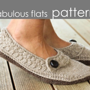 Fabulous Flats PDF PATTERN - S (M, L, XL) - slipper, bootie, two tone, cable, cabled, cozy, sole, gift, Christmas, holiday, knitting, knit