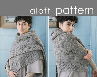 Aloft Shawl PDF PATTERN - lace, textured, airy, bobble, border, edging, i-cord, triangle, wrap, fingering, knit, Laine, 52 Weeks of Shawls