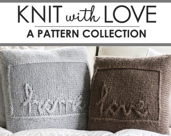 Knit With Love, Vol. 1 - A Gift Knits COLLECTION (5 PATTERNS) - ebook, pillow, slippers, dishcloth, washcloth, soap sack, knitting,