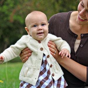 Baby Belle Cardigan PDF PATTERN 1-3, 3-6, 6-12, 12-18, 18-24 months sweater, girl, feminine, baby shower, gift, worsted weight, knit image 4