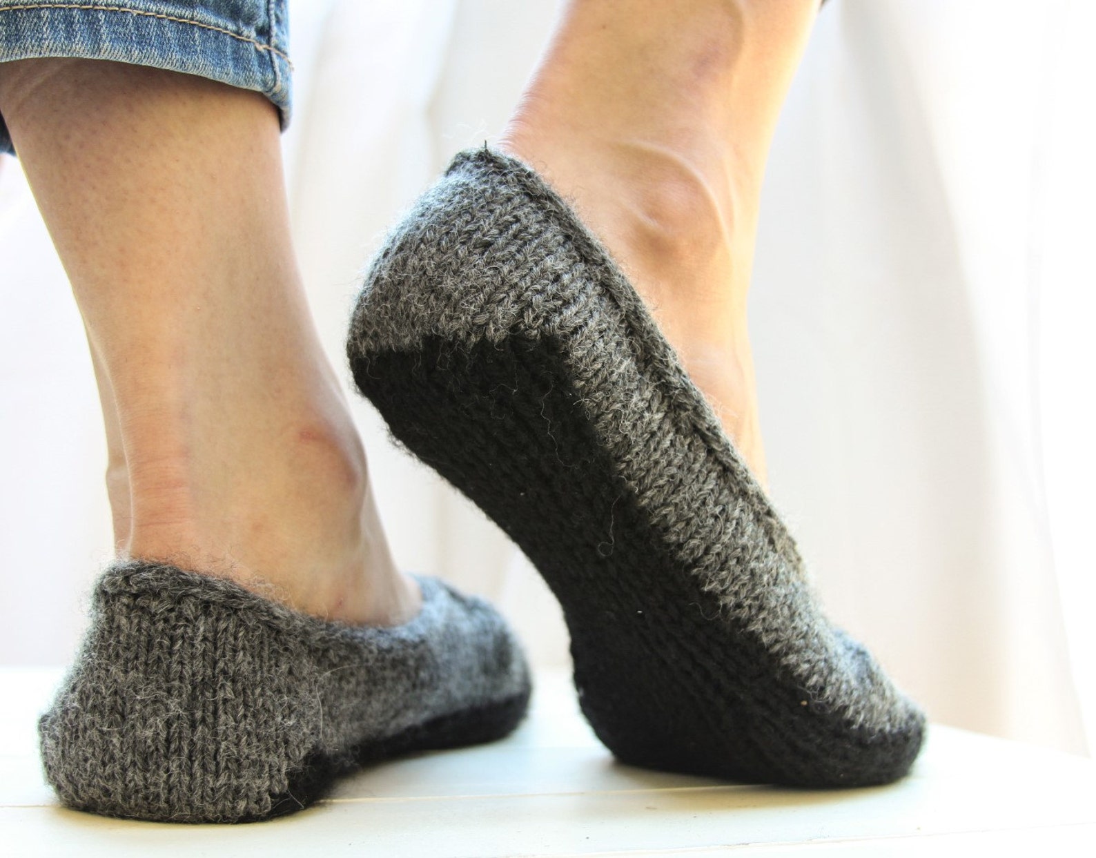 cloud nine ballet slippers pdf pattern - s (m, l, xl) - two tone, cable, cozy, sole, gift, christmas, holiday, knitting, knit