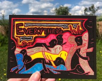 Postal ilustrada - Tamaño A6, Ilustración, Láminas pequeñas, Decoración del hogar, Arte paisajístico, Postal, Láminas para habitación infantil