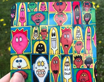 A Lot of Friends Coaster (Single) Designed by Jay Snelling. Perfect for hot and cold drinks. High quality. Outsider Art Secret Santa