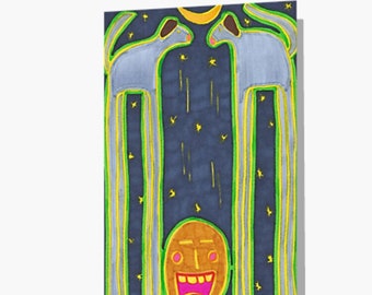 Tall Dogs In Space Make Me Happy - Single Greetings Card with envelope (blank inside)