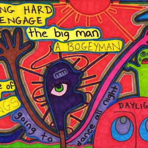 Original Art by Jay Snelling. Outsider Art Brut. Trying Hard To Engage. Unframed