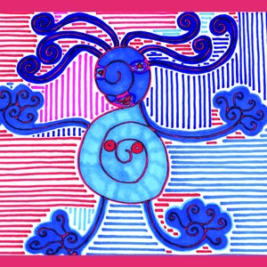 Cartão Postal Art - Mulher Espiral, Tamanho A6, Impressão Small Outsider, Art Brut, Cartão Postal. Formas Feministas e Geométricas. Jay Snelling
