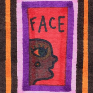 Pequeño arte de Jay Snelling. Arte forastero Brut. Minidibujo. ACOE. ATC. Cara... Pequeña pieza de arte original.