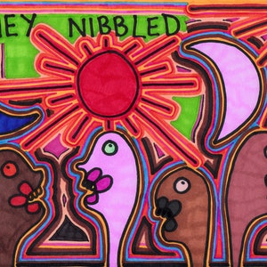 Original Art by Jay Snelling. Outsider Art Brut. They Nibbled. Unframed
