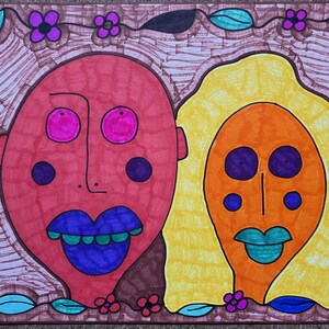 Original Art, Colourful Art, On the Wild Side, Dark Art, Female, Wall Art, Illustration, Painting, Outsider Art, Weird, Quirky Art, British
