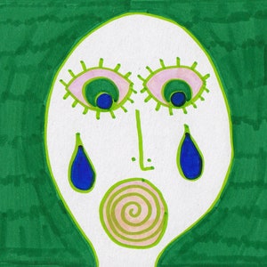 Schauen Sie sich dieses erstaunliche Stück Originalkunst von Jay Snelling an! Dieses Outsider Art Brut Meisterwerk mit dem Titel Hungry ist jetzt ungerahmt erhältlich.