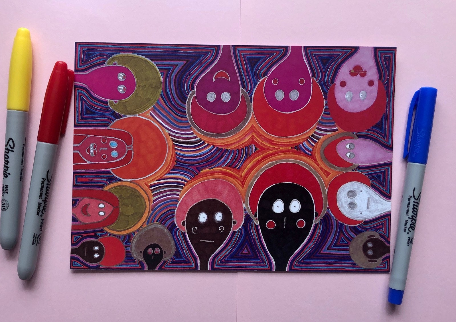 Outsider Art Brut Signed Art Print Unusual Wall Art Print Etsy