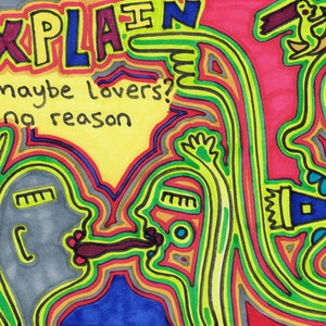 Original Drawing/Painting by Jay Snelling - Outsider Art Brut - Unusual Artwork - Signed. Explain II. Poetry Drawing.