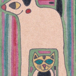 Tiny Art by Jay Snelling. Outsider Art Brut. Mini Drawing. ACEO. ATC. Cat Dog Shelter... Little Original Art Piece.