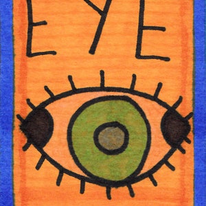 Pequeño arte de Jay Snelling. Arte forastero Brut. Minidibujo. ACOE. ATC. Ojo... Pequeña pieza de arte original.