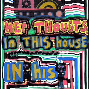 Original Art by Jay Snelling. Outsider Art Brut. Her Thoughts... Unframed