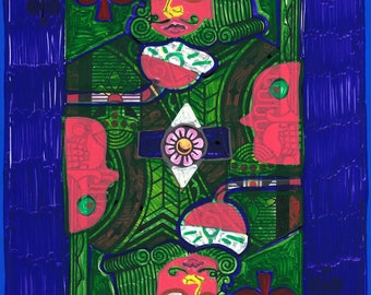 Original Art by Jay Snelling. Outsider Art Brut. King... Unframed