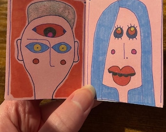 Mini Zine – Faces by Jay Snelling | Weird Art, Outsider Drawing Booklet