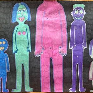 Original Drawing / Painting by Jay Snelling. Outsider Art Brut. Little, Big and... Bigger. Unframed