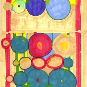 Original Drawing/Painting by Jay Snelling - Outsider Art Brut - Unusual Artwork - Signed. Through The Looking Glass. Abstract Drawing.
