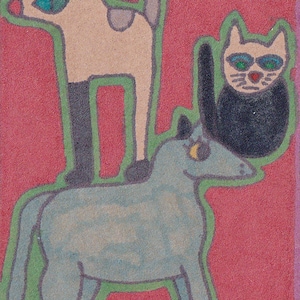 Pequeño arte de Jay Snelling. Arte forastero Brut. Minidibujo. ACOE. ATC. Caballo útil... Pequeña pieza de arte original.
