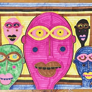Original Art, Colourful Art, Faces, Dark Art, Female, Wall Art, Illustration, Painting, Outsider Art, Weird, Quirky Art, British