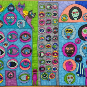 The Eye Houses – Original 9x12&quot; Outsider Art Ink Drawing by Jay Snelling