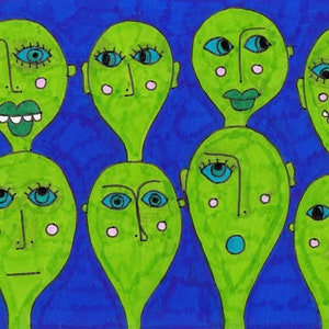 Original Kunst von Jay Snelling - Outsider Art Brut - Missing Pieces - Ungerahmt