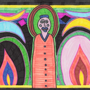 Original Art, Colourful Art, Portrait, Dark Art, Female, Wall Art, Illustration, Painting, Outsider Art, Weird, Quirky Art, British Artist