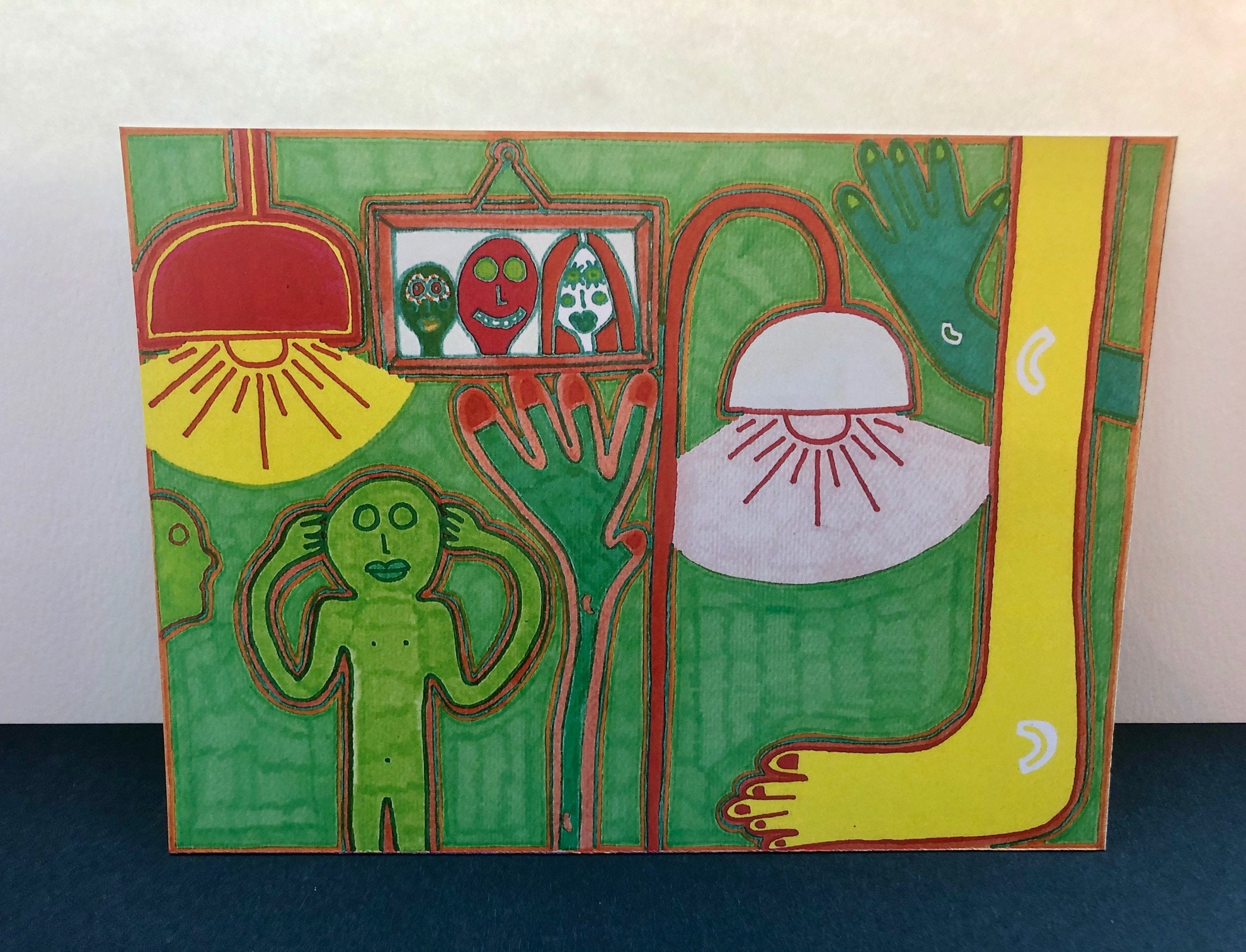 Outsider Art Brut Signed Art Print Unusual Wall Art Print Etsy