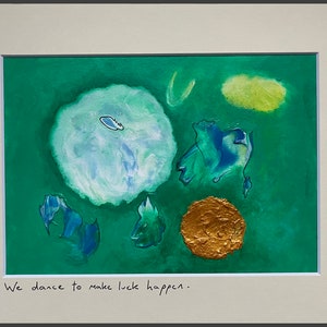 Original Drawing/Painting by Mike Russell. We Dance To Make Luck Happen.