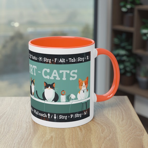 Katzenliebhaber und Shortcut Fans Comic Style Tasse Tee Kaffee Lustige Katzen Abteilung Geschenk für Homeoffice Arbeit Büro Technik Job Cats