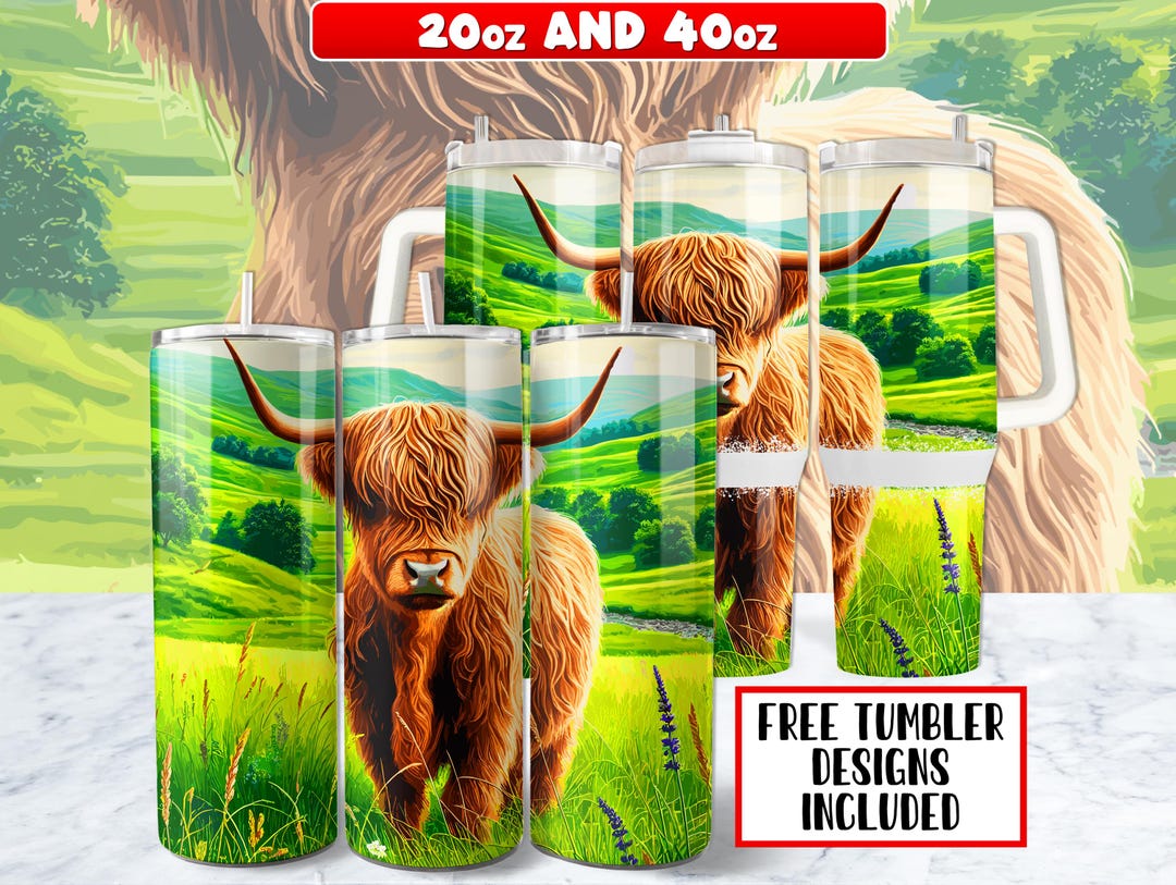 Highland Cow Tumbler Wrap PNG Design 20 Oz Skinny Tumbler , Highland ...