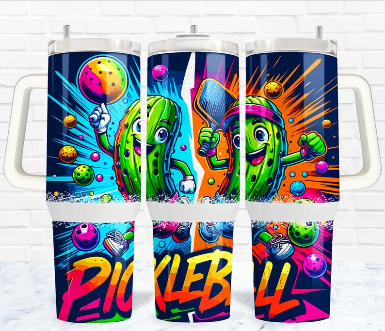 20oz och 40oz Pickleball Tumbler Wrap PNG-design, Pickleball 40 oz Tumbler Wrap och 20 oz Skinny Tumbler Wrap sublimeringsdesign, Instant Down bild 3