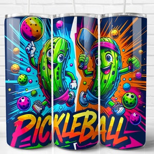 20oz och 40oz Pickleball Tumbler Wrap PNG-design, Pickleball 40 oz Tumbler Wrap och 20 oz Skinny Tumbler Wrap sublimeringsdesign, Instant Down bild 2