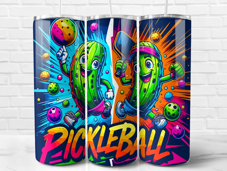 20oz och 40oz Pickleball Tumbler Wrap PNG-design, Pickleball 40 oz Tumbler Wrap och 20 oz Skinny Tumbler Wrap sublimeringsdesign, Instant Down bild 2