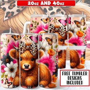 Highland Cow Tumbler Wrap PNG Design 20 oz Skinny Tumbler , Highland Cow 40oz Tumbler Wrap PNG Design, Instant Digital Download