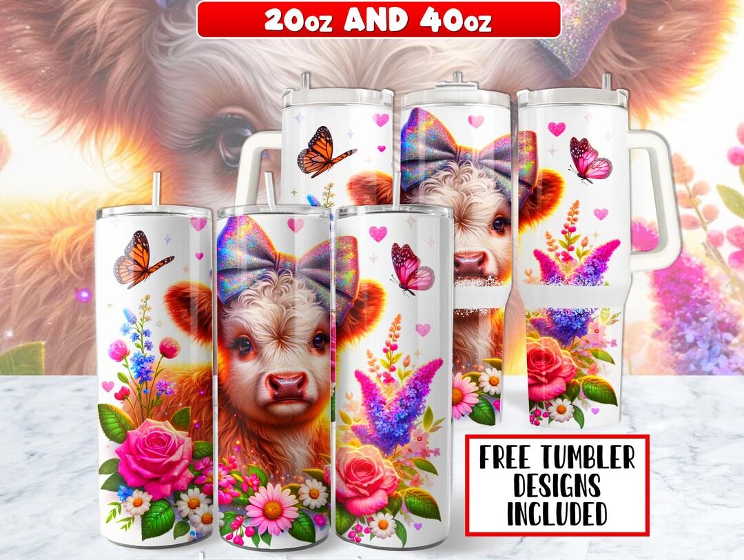 Highland Cow Tumbler Wrap PNG Design 20 Oz Skinny Tumbler , Highland ...