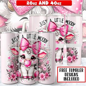 Just a Little Moody Cow Tumbler Wrap PNG Design 20 oz Skinny Tumbler , Highland Cow 40oz Tumbler Wrap PNG Design, Instant Digital Download