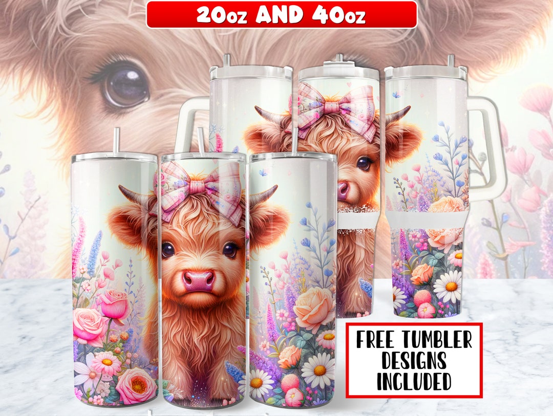 Highland Cow Tumbler Wrap PNG Design 20 Oz Skinny Tumbler , Highland ...